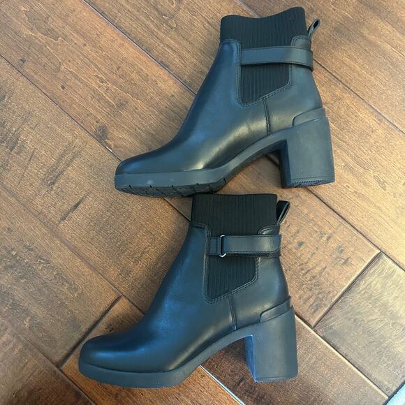 ABEO women's black metropolis strap leather chunky sole boots size 7M - Picture 2 of 11